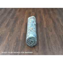 Load image into Gallery viewer, 9&#39;x11&#39;9&quot; Ruddy Blue, Antiqued Persian Ziegler Mahal Design, Distressed, All Over Leaf Pattern, Zero Pile, Shaved Low, 100% Wool, Hand Knotted, Oriental Rug FWR60882