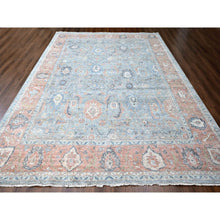 Load image into Gallery viewer, 12&#39;x14&#39;10&quot; Stone Blue, Antiqued Persian Ziegler Mahal Design, Distressed, Zero Pile, Shaved Low, 100% Wool, Hand Knotted, Oversized, Oriental Rug FWR60930
