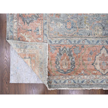 Load image into Gallery viewer, 12&#39;x14&#39;10&quot; Stone Blue, Antiqued Persian Ziegler Mahal Design, Distressed, Zero Pile, Shaved Low, 100% Wool, Hand Knotted, Oversized, Oriental Rug FWR60930