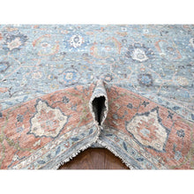 Load image into Gallery viewer, 12&#39;x14&#39;10&quot; Stone Blue, Antiqued Persian Ziegler Mahal Design, Distressed, Zero Pile, Shaved Low, 100% Wool, Hand Knotted, Oversized, Oriental Rug FWR60930