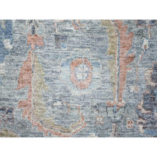 Load image into Gallery viewer, 12&#39;x14&#39;10&quot; Stone Blue, Antiqued Persian Ziegler Mahal Design, Distressed, Zero Pile, Shaved Low, 100% Wool, Hand Knotted, Oversized, Oriental Rug FWR60930
