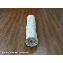Load image into Gallery viewer, 12&#39;x14&#39;10&quot; Stone Blue, Antiqued Persian Ziegler Mahal Design, Distressed, Zero Pile, Shaved Low, 100% Wool, Hand Knotted, Oversized, Oriental Rug FWR60930