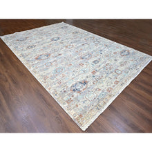 Load image into Gallery viewer, 9&#39;6&quot;x13&#39;7&quot; Shades Of Gray, Abrash Persian With All Over Leaf Design, 100% Pure Wool, Zero Pile, Shaved Low, Hand Knotted, Oriental Rug FWR60948