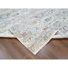 Load image into Gallery viewer, 9&#39;6&quot;x13&#39;7&quot; Shades Of Gray, Abrash Persian With All Over Leaf Design, 100% Pure Wool, Zero Pile, Shaved Low, Hand Knotted, Oriental Rug FWR60948