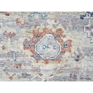 9'6"x13'7" Shades Of Gray, Abrash Persian With All Over Leaf Design, 100% Pure Wool, Zero Pile, Shaved Low, Hand Knotted, Oriental Rug FWR60948