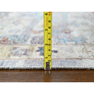 9'6"x13'7" Shades Of Gray, Abrash Persian With All Over Leaf Design, 100% Pure Wool, Zero Pile, Shaved Low, Hand Knotted, Oriental Rug FWR60948