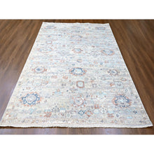 Load image into Gallery viewer, 8&#39;6&quot;x11&#39;3&quot; Misty Gray, Abrash Persian With All Over Leaf Design, 100% Pure Wool, Zero Pile, Shaved Low, Hand Knotted, Oriental Rug FWR60954
