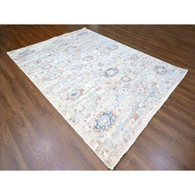 Load image into Gallery viewer, 8&#39;6&quot;x11&#39;3&quot; Misty Gray, Abrash Persian With All Over Leaf Design, 100% Pure Wool, Zero Pile, Shaved Low, Hand Knotted, Oriental Rug FWR60954