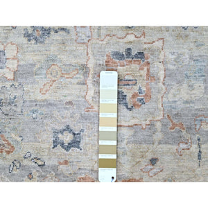 8'6"x11'3" Misty Gray, Abrash Persian With All Over Leaf Design, 100% Pure Wool, Zero Pile, Shaved Low, Hand Knotted, Oriental Rug FWR60954