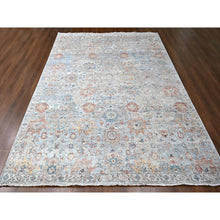 Load image into Gallery viewer, 9&#39;10&quot;x13&#39;10&quot; Misty Gray, Hand Knotted, Caucasian Gul Motifs, Zero Pile With Distinct Abrash, Distressed And Sheared Down, Pure Wool, Oriental Rug FWR61002