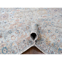 Load image into Gallery viewer, 9&#39;10&quot;x13&#39;10&quot; Misty Gray, Hand Knotted, Caucasian Gul Motifs, Zero Pile With Distinct Abrash, Distressed And Sheared Down, Pure Wool, Oriental Rug FWR61002
