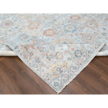 Load image into Gallery viewer, 9&#39;10&quot;x13&#39;10&quot; Misty Gray, Hand Knotted, Caucasian Gul Motifs, Zero Pile With Distinct Abrash, Distressed And Sheared Down, Pure Wool, Oriental Rug FWR61002