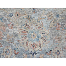 Load image into Gallery viewer, 9&#39;10&quot;x13&#39;10&quot; Misty Gray, Hand Knotted, Caucasian Gul Motifs, Zero Pile With Distinct Abrash, Distressed And Sheared Down, Pure Wool, Oriental Rug FWR61002