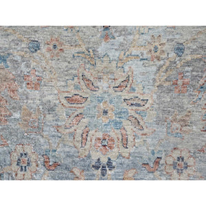 9'10"x13'10" Misty Gray, Hand Knotted, Caucasian Gul Motifs, Zero Pile With Distinct Abrash, Distressed And Sheared Down, Pure Wool, Oriental Rug FWR61002