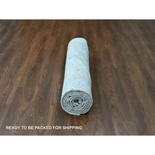 Load image into Gallery viewer, 9&#39;10&quot;x13&#39;10&quot; Misty Gray, Hand Knotted, Caucasian Gul Motifs, Zero Pile With Distinct Abrash, Distressed And Sheared Down, Pure Wool, Oriental Rug FWR61002