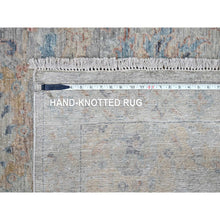Load image into Gallery viewer, 9&#39;10&quot;x13&#39;10&quot; Misty Gray, Hand Knotted, Caucasian Gul Motifs, Zero Pile With Distinct Abrash, Distressed And Sheared Down, Pure Wool, Oriental Rug FWR61002