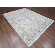 Load image into Gallery viewer, 8&#39;6&quot;x11&#39;3&quot; Dark Vanilla Brown, Antiqued Tabriz With All Over Design, Distressed, Zero Pile, Shaved Low, 100% Wool, Hand Knotted, Oriental Rug FWR61014