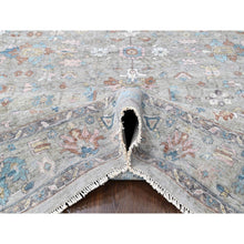 Load image into Gallery viewer, 8&#39;6&quot;x11&#39;3&quot; Dark Vanilla Brown, Antiqued Tabriz With All Over Design, Distressed, Zero Pile, Shaved Low, 100% Wool, Hand Knotted, Oriental Rug FWR61014