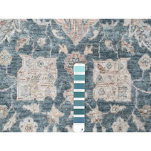Load image into Gallery viewer, 9&#39;x11&#39;10&quot; Teal Color, Antiqued Tabriz Design, Distressed With Abrash, Zero Pile, Shaved Low, 100% Wool, Hand Knotted, Oriental Rug FWR61038