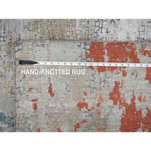 Load image into Gallery viewer, 9&#39;x11&#39;10&quot; Burnt Orange With Cloud Gray, Abstract With Fire Mosaic Design, Wool And Silk, Hand Knotted, Oriental Rug FWR61068
