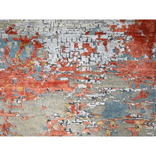Load image into Gallery viewer, 7&#39;10&quot;x9&#39;10&quot; Dark Coral with Medium Gray, Abstract with Fire Mosaic Design, Densely Woven, Wool and Silk, Hand Knotted, Oriental Rug FWR61080