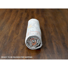 Load image into Gallery viewer, 7&#39;10&quot;x9&#39;10&quot; Dark Coral with Medium Gray, Abstract with Fire Mosaic Design, Densely Woven, Wool and Silk, Hand Knotted, Oriental Rug FWR61080