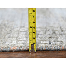 Load image into Gallery viewer, 7&#39;10&quot;x9&#39;10&quot; Dark Coral with Medium Gray, Abstract with Fire Mosaic Design, Densely Woven, Wool and Silk, Hand Knotted, Oriental Rug FWR61080
