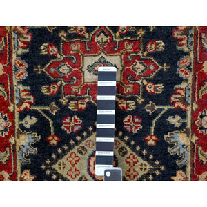 2'x3' Power Black, Hand Knotted, Karajeh with Medallion Design, Vegetable Dyes, Soft Pile, 100% Wool, Mat, Oriental Rug FWR61092