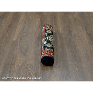 2'x3' Power Black, Hand Knotted, Karajeh with Medallion Design, Vegetable Dyes, Soft Pile, 100% Wool, Mat, Oriental Rug FWR61092