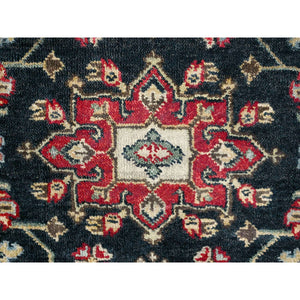 2'1"x3' Onyx Black, Karajeh with Medallion Design, Natural Dyes, Hand Knotted, Soft Pile, 100% Wool, Mat, Oriental Rug FWR61098