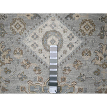 Load image into Gallery viewer, 6&#39;x9&#39; Misty Gray, Pure Wool, Hand Knotted, Karajeh Design With Geometric Medallions, Vegetable Dyes, Oriental Rug FWR61104