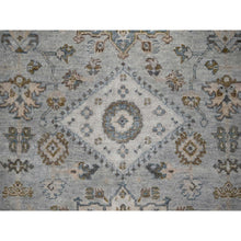 Load image into Gallery viewer, 6&#39;x9&#39; Misty Gray, Pure Wool, Hand Knotted, Karajeh Design With Geometric Medallions, Vegetable Dyes, Oriental Rug FWR61104