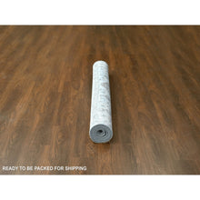 Load image into Gallery viewer, 6&#39;x9&#39; Misty Gray, Pure Wool, Hand Knotted, Karajeh Design With Geometric Medallions, Vegetable Dyes, Oriental Rug FWR61104