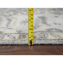 Load image into Gallery viewer, 6&#39;x9&#39; Misty Gray, Pure Wool, Hand Knotted, Karajeh Design With Geometric Medallions, Vegetable Dyes, Oriental Rug FWR61104