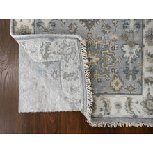 Load image into Gallery viewer, 2&#39;7&quot;x8&#39; Medium Gray, Karajeh Design With Tribal Medallions, Pure Wool, Hand Knotted, Natural Dyes, Runner, Oriental Rug FWR61110