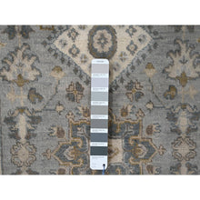 Load image into Gallery viewer, 2&#39;7&quot;x8&#39; Medium Gray, Karajeh Design With Tribal Medallions, Pure Wool, Hand Knotted, Natural Dyes, Runner, Oriental Rug FWR61110