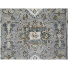 Load image into Gallery viewer, 2&#39;7&quot;x8&#39; Medium Gray, Karajeh Design With Tribal Medallions, Pure Wool, Hand Knotted, Natural Dyes, Runner, Oriental Rug FWR61110