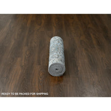 Load image into Gallery viewer, 2&#39;7&quot;x8&#39; Medium Gray, Karajeh Design With Tribal Medallions, Pure Wool, Hand Knotted, Natural Dyes, Runner, Oriental Rug FWR61110