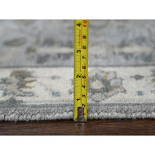 Load image into Gallery viewer, 2&#39;7&quot;x8&#39; Medium Gray, Karajeh Design With Tribal Medallions, Pure Wool, Hand Knotted, Natural Dyes, Runner, Oriental Rug FWR61110