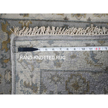 Load image into Gallery viewer, 2&#39;7&quot;x8&#39; Medium Gray, Karajeh Design With Tribal Medallions, Pure Wool, Hand Knotted, Natural Dyes, Runner, Oriental Rug FWR61110