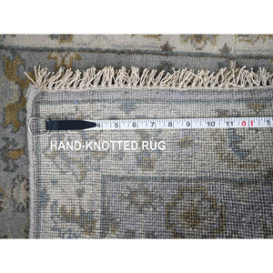 2'7"x8' Medium Gray, Karajeh Design With Tribal Medallions, Pure Wool, Hand Knotted, Natural Dyes, Runner, Oriental Rug FWR61110