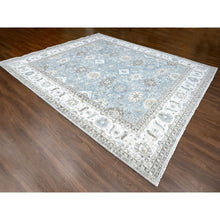 Load image into Gallery viewer, 12&#39;x13&#39;8&quot; Slate Gray, Hand Knotted, Karajeh Design With Tribal Medallions, Densely Woven, Vegetable Dyes, Pure Wool, Squarish, Oriental Rug FWR61122