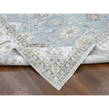 Load image into Gallery viewer, 12&#39;x13&#39;8&quot; Slate Gray, Hand Knotted, Karajeh Design With Tribal Medallions, Densely Woven, Vegetable Dyes, Pure Wool, Squarish, Oriental Rug FWR61122
