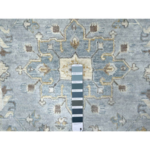 12'x13'8" Slate Gray, Hand Knotted, Karajeh Design With Tribal Medallions, Densely Woven, Vegetable Dyes, Pure Wool, Squarish, Oriental Rug FWR61122