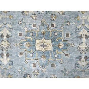 12'x13'8" Slate Gray, Hand Knotted, Karajeh Design With Tribal Medallions, Densely Woven, Vegetable Dyes, Pure Wool, Squarish, Oriental Rug FWR61122