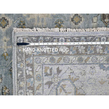 Load image into Gallery viewer, 12&#39;x13&#39;8&quot; Slate Gray, Hand Knotted, Karajeh Design With Tribal Medallions, Densely Woven, Vegetable Dyes, Pure Wool, Squarish, Oriental Rug FWR61122