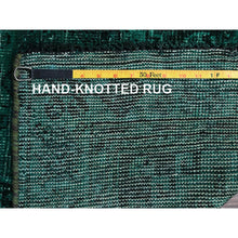 Load image into Gallery viewer, 5&#39;1&quot;x7&#39;10&quot; Bottle Green, Vintage Overdyed Persian Shiraz With Geometric Medallion, Worn And Distressed, Shaved Low, Zero Pile, Sides And Ends Professionally Secured, Hand Knotted, 100% Wool, Oriental Rug FWR6108
