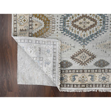 Load image into Gallery viewer, 5&#39;1&quot;x6&#39;10&quot; Cloud Gray, Persian Village Inspired Geometric Elements Design, Pure Wool, Natural Dyes, Denser Weave, Hand Knotted, Oriental Rug FWR61140