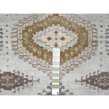 Load image into Gallery viewer, 5&#39;1&quot;x6&#39;10&quot; Cloud Gray, Persian Village Inspired Geometric Elements Design, Pure Wool, Natural Dyes, Denser Weave, Hand Knotted, Oriental Rug FWR61140