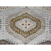 Load image into Gallery viewer, 5&#39;1&quot;x6&#39;10&quot; Cloud Gray, Persian Village Inspired Geometric Elements Design, Pure Wool, Natural Dyes, Denser Weave, Hand Knotted, Oriental Rug FWR61140